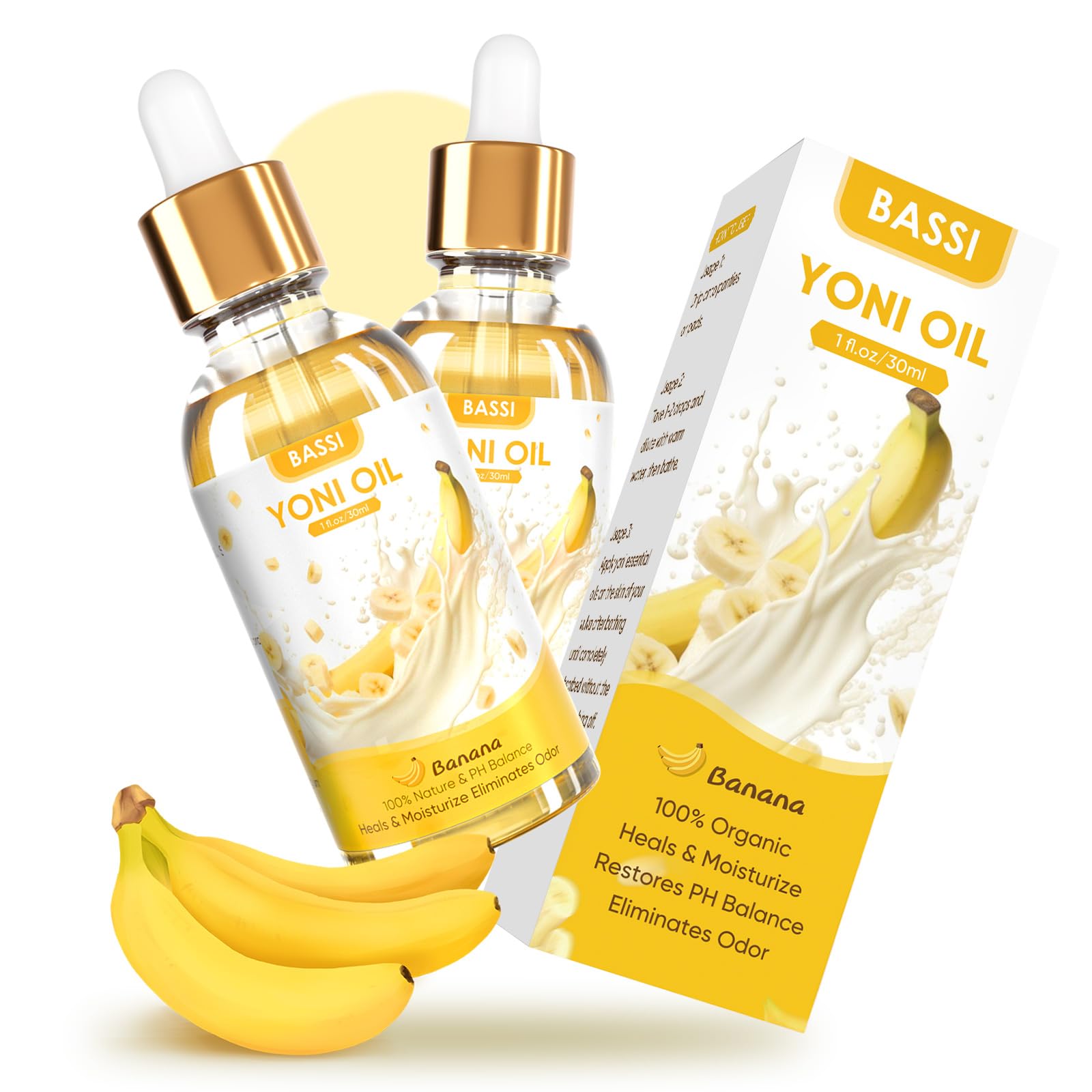 2PCS Yoni Oil Organic Feminine Oil Vaginal Moisturizer - Ph Balance for Women - Feminine Deodorant BASSI