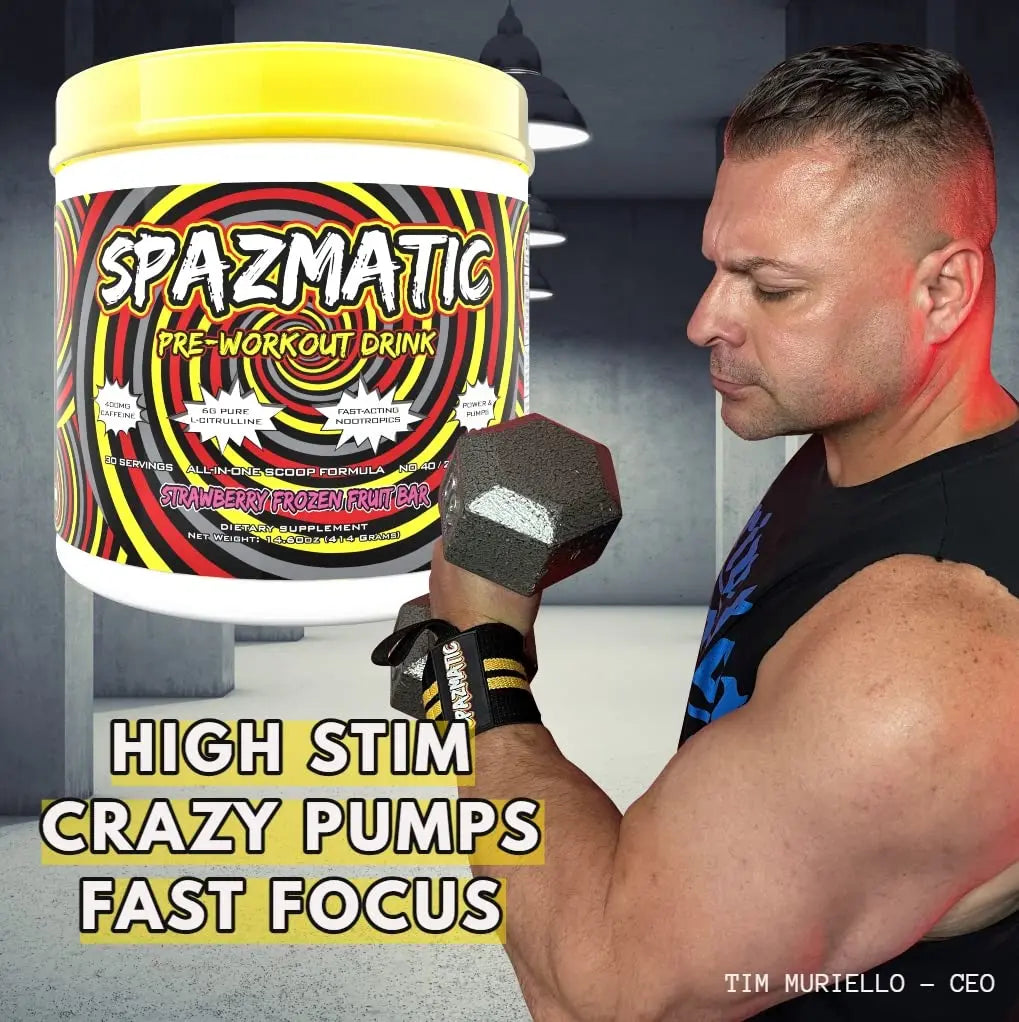 Spazmatic Pre-Workout Powder - 400mgs Caffeine - 6 Grams Pure Citrulline for Muscle TIM MURIELLO'S SPAZMATIC PRE-WORKOUT DRINK