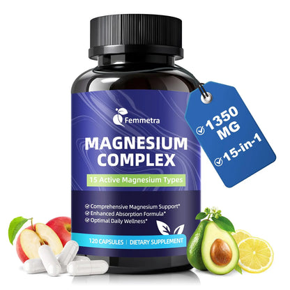 Magnesium Complex for Women Men 1350mg 15 in 1 Pure Magnesium Supplement, with High Absorption Chelated Magnesium Glycinate Citrate Malate & More for Muscle, Heart, Sleep & Bone Support, Vegan 60 Days Femmetra buy supplements Au