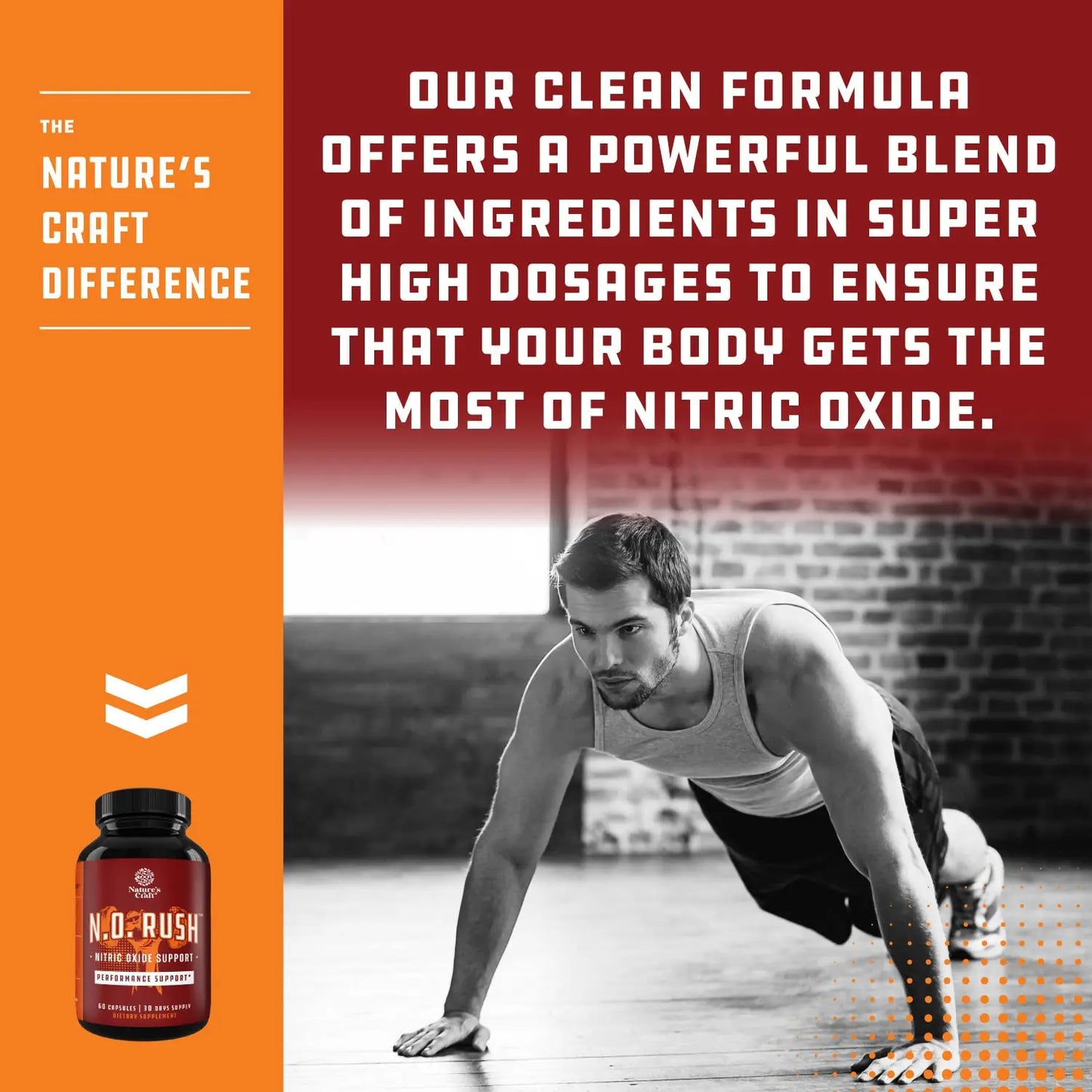 Nitric Oxide Support Pills - Natural Workout Supplement & Exercise Enhancer - Boost Energy Natures Craft