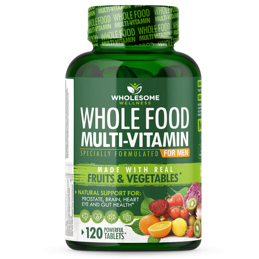 Whole Food Multivitamin for Men - Natural Multi Vitamins, Minerals, Organic Extracts Wholesome Wellness