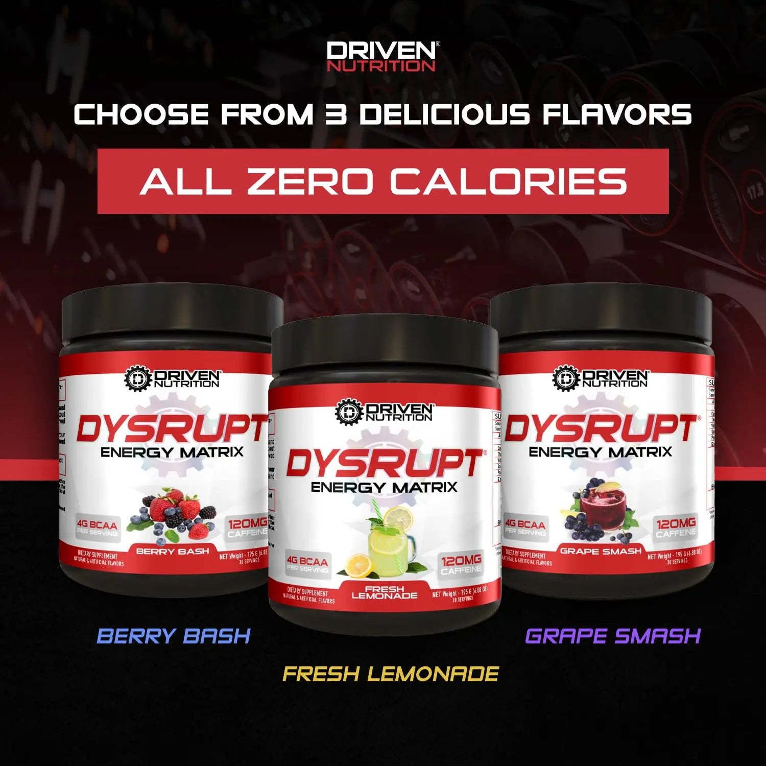 Driven Nutrition DYSRUPT: BCAA + Caffeine with Electrolytes: Sugar & Gluten Free Supplement Driven Nutrition