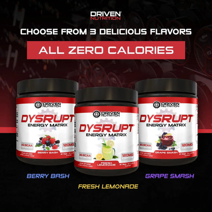 Driven Nutrition DYSRUPT: BCAA + Caffeine with Electrolytes: Sugar & Gluten Free Supplement Driven Nutrition