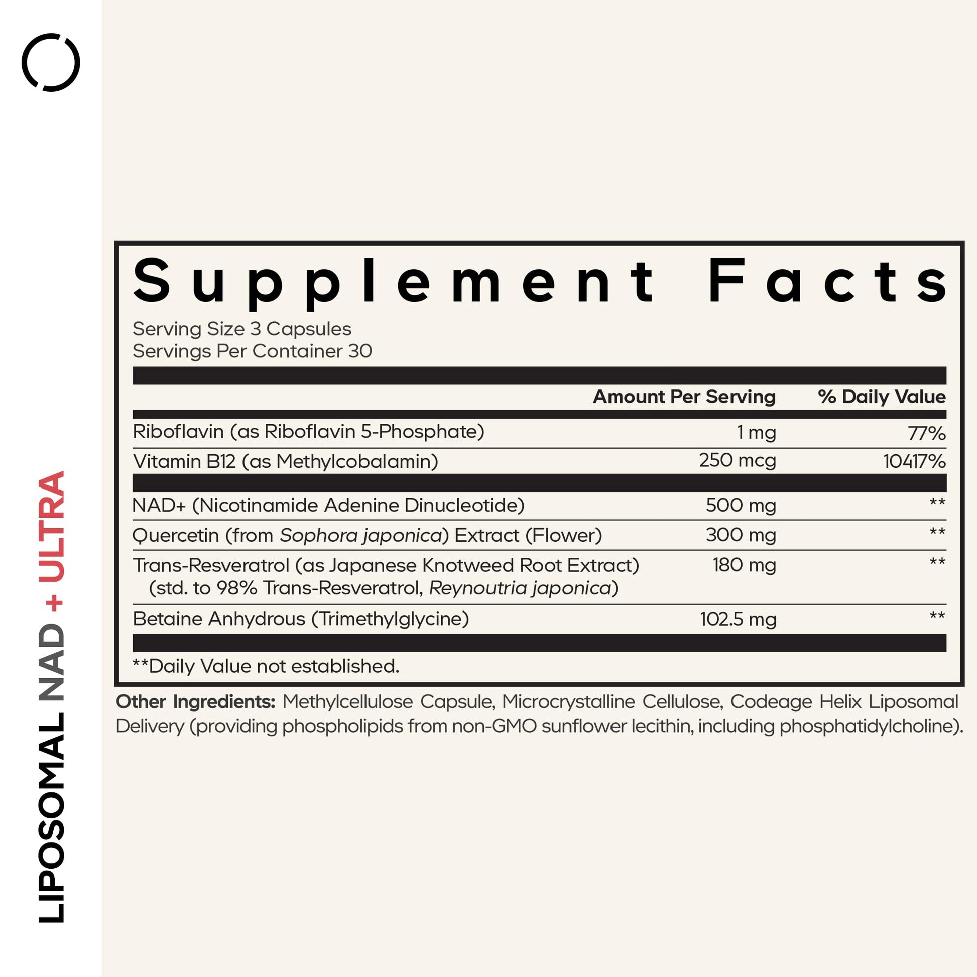 Codeage Liposomal NAD+ with Resveratrol & Vitamin B - NAD Plus Ultra for Energy & Healthy Aging Support - NAD Vitamin Supplement with Quercetin, Betaine, Riboflavin - Bioavailable - 90 Capsules CodeageBuy Supplements Australia