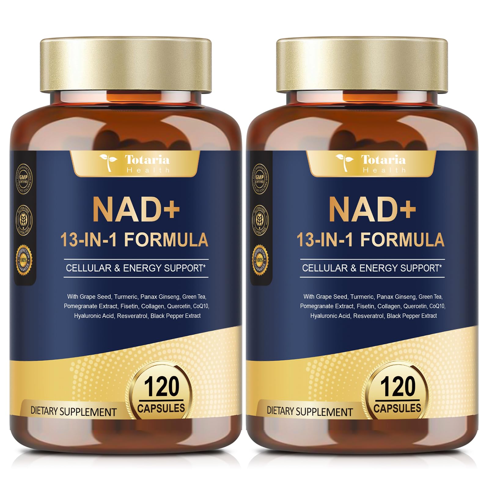 Totaria (2 Packs) NAD Supplement for Women Men with nicotinamide riboside resveratrol,Quercetin, Betaine Boost NAD+ Levels NAD Plus Supplement for Anti Aging, Energy, Immune, Focus 120 Capsules TotariaBuy Supplements Australia