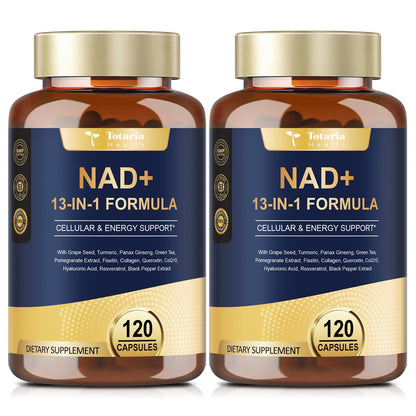 Totaria (2 Packs) NAD Supplement for Women Men with nicotinamide riboside resveratrol,Quercetin, Betaine Boost NAD+ Levels NAD Plus Supplement for Anti Aging, Energy, Immune, Focus 120 Capsules TotariaBuy Supplements Australia