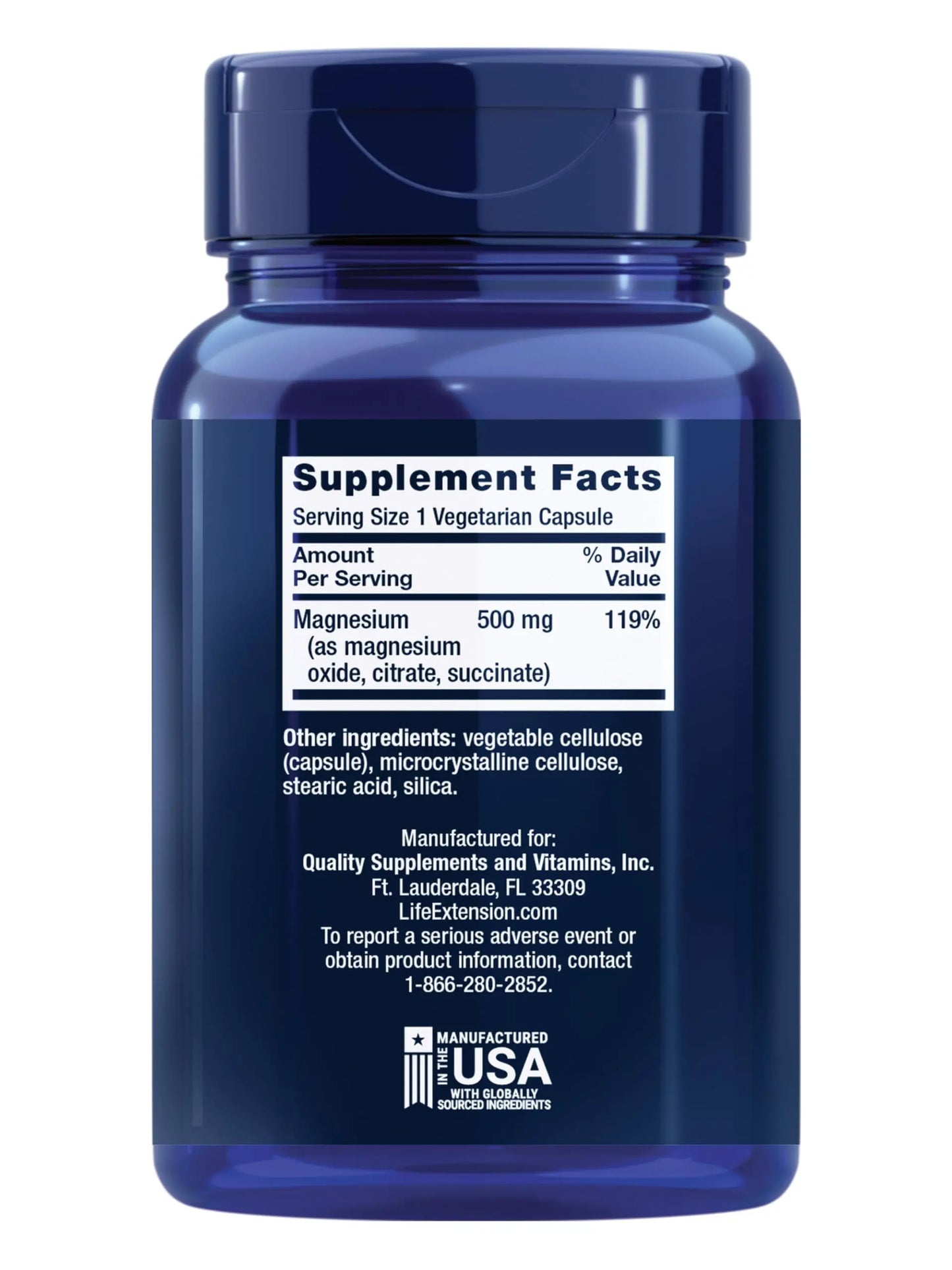 Life Extension Magnesium Caps, 500 mg, Magnesium Oxide, Citrate, and Succinate, Heart Health, Healthy Bones, Metabolism Support, 100 Vegetarian Capsules Life Extension buy supplements Au