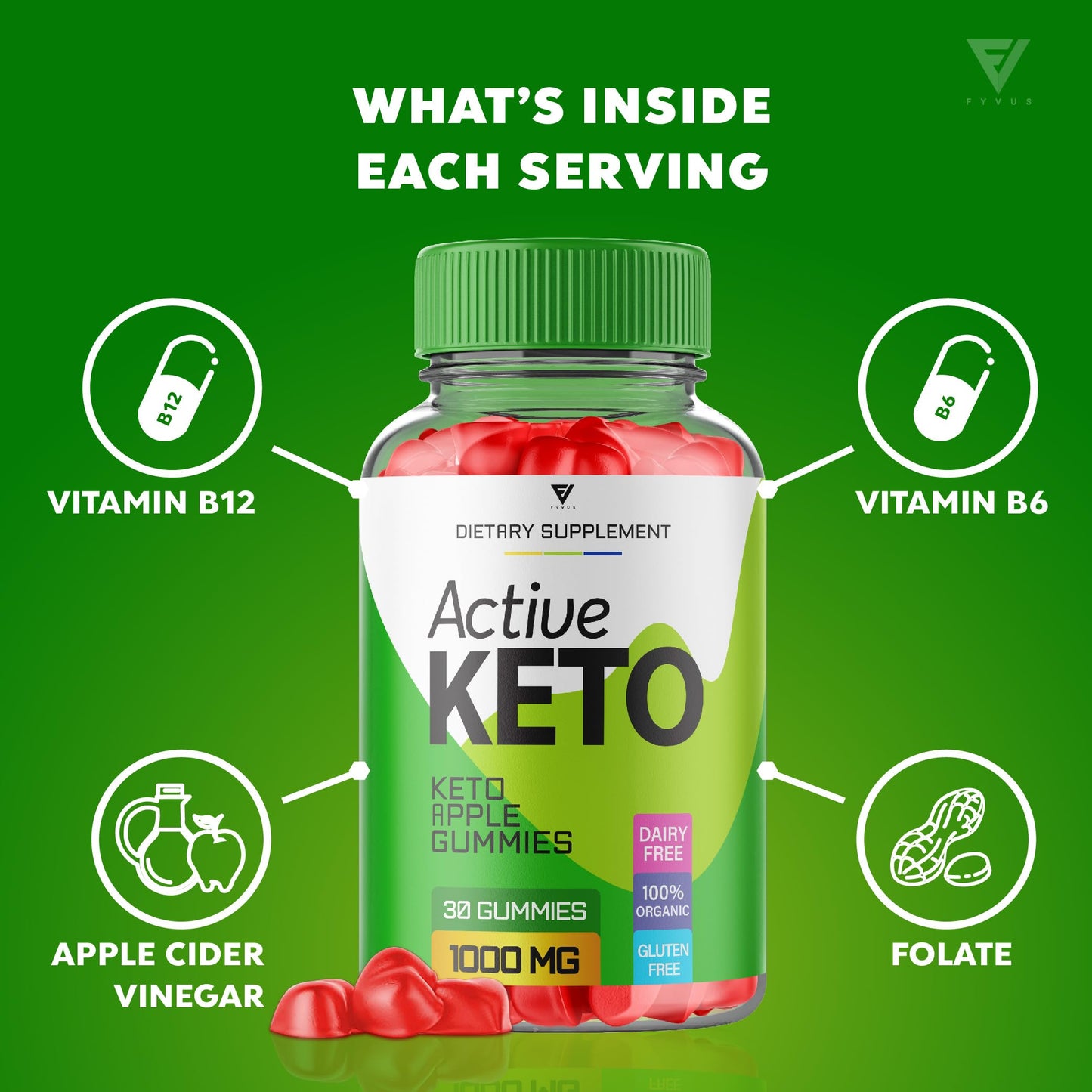 (3 Pack) Active Keto Gummies for Weight Loss Active Keto ACV Gummies Advanced Fyvus
