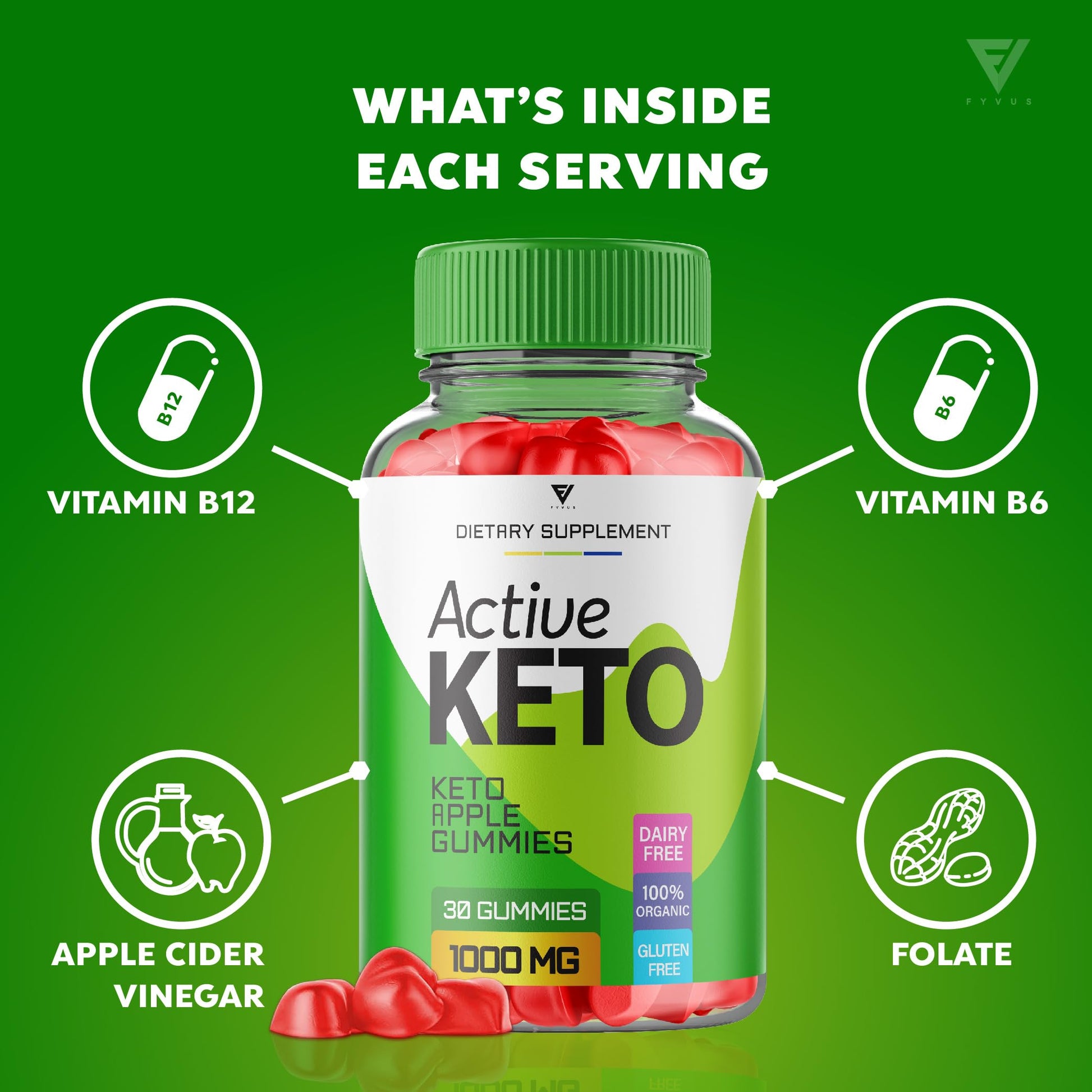 (2 Pack) Active Keto Gummies for Weight Loss Active Keto ACV Gummies Advanced Fyvus