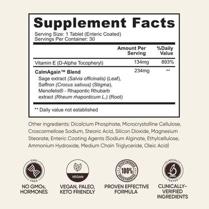 BB Company CalmAgain for Menopause Anxiousness, Mood Balance for Women | Stay Calm, Lower Cortisol, Fewer Mood Swings | Siberian Rhubarb