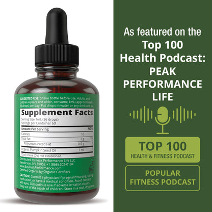 Pumpkin Seed Oil. USDA Organic Vegan Liquid Drops Extract for Women and Men. Supplement for Hair Growth, Skin Health, UT, Prostate Support. Zero Sugar, Gluten Free. Take Orally No Capsules Peak PerformanceBuy Supplements Australia