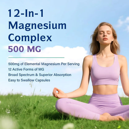 Innate Vitality 12-in-1 Magnesium Complex, 500 mg Elemental Mag, with Magnesium Glycinate Malate Taurate Aspartate & More, Innate Vitality