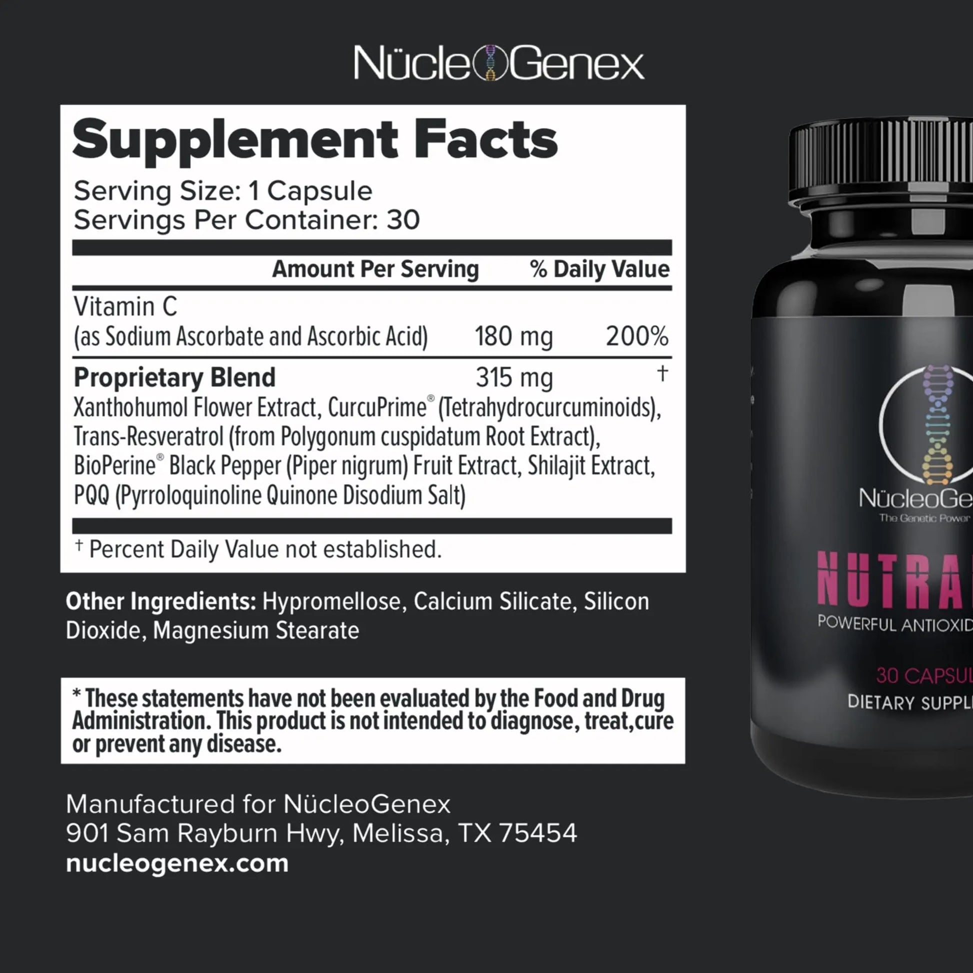 Nucleogenex - Nutralize - The Key to Supporting a Healthy Aging Process and Immune System - Potent Blend for Powerful Cell Protection - Xanthohumol, CurcuPrime, C-60 Complex, PureQQ - 30 Capsules NucleOGenex buy supplements Au