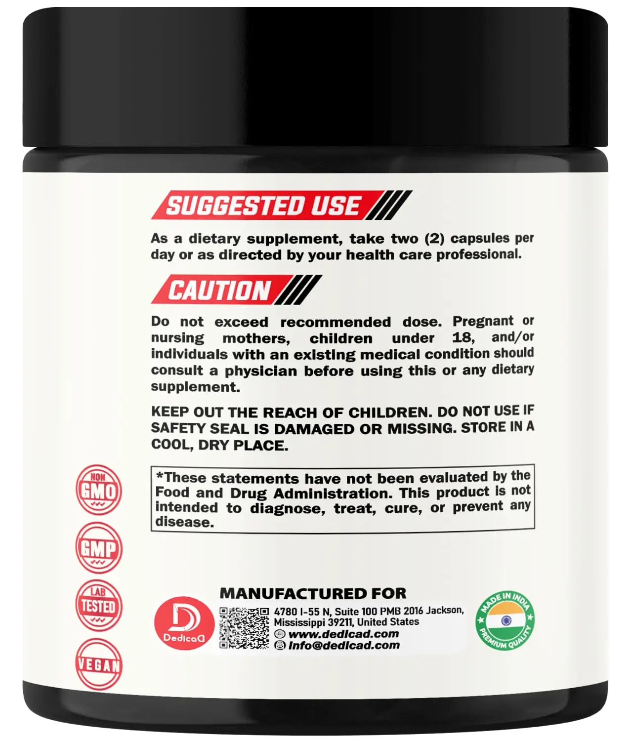 DEDICAD 9in1 Cortisol Supplement - Ashwagandha and Magnesium Glycinate and Chelate - Brain Health & Restful Night & Mood Balance - 90 Capsules Supply 45 Days DEDICAD buy supplements Au