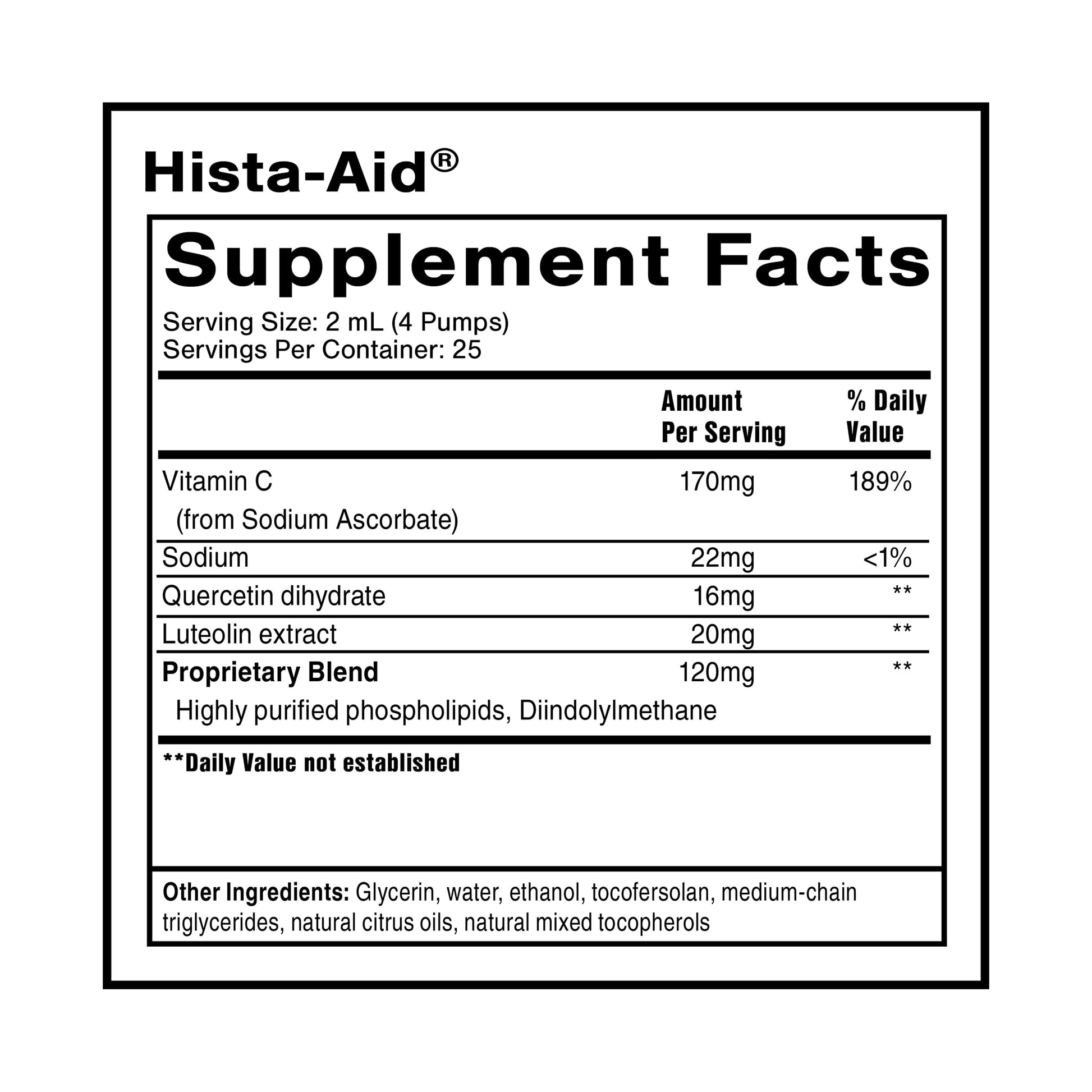 Quicksilver Scientific Nanoemulsified Hista-Aid - Flavonoids to Help Maintain Healthy Histamine Levels - Liposomal Vitamin C, DIM, Luteolin & Quercetin Liquid (50ml) Quicksilver ScientificBuy Supplements Australia