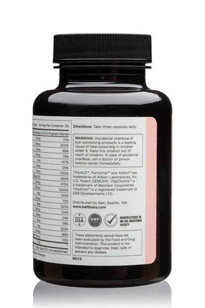 Beli Women Prenatal Multivitamin, for All Stages of Pregnancy, Supports Egg Quality and Fertility Beli