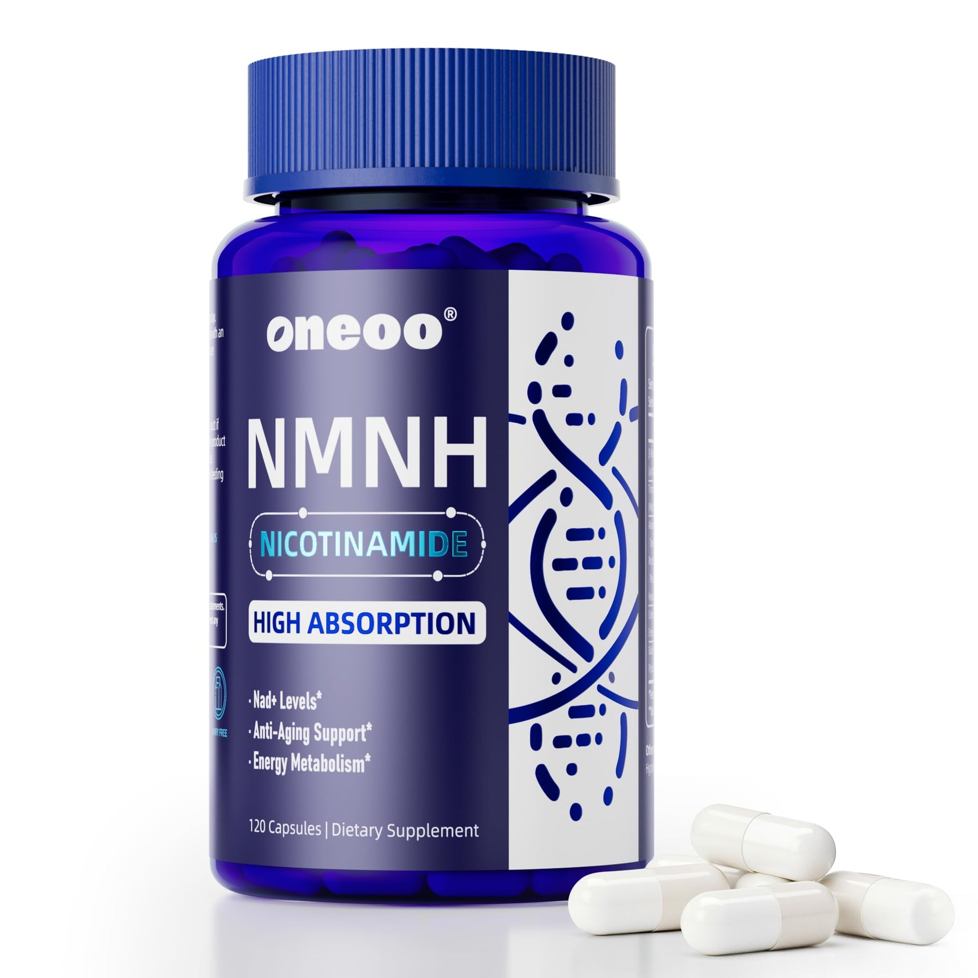 Oneoo NMNH Supplement with NAD Supplement Maximum Potency with Resveratrol & Pterostilbene, CoQ10 & Black Pepper, for Cellular Energy, Anti-Aging Support, Sirtuin Activation & Methylation Support, 120 OneooBuy Supplements Australia