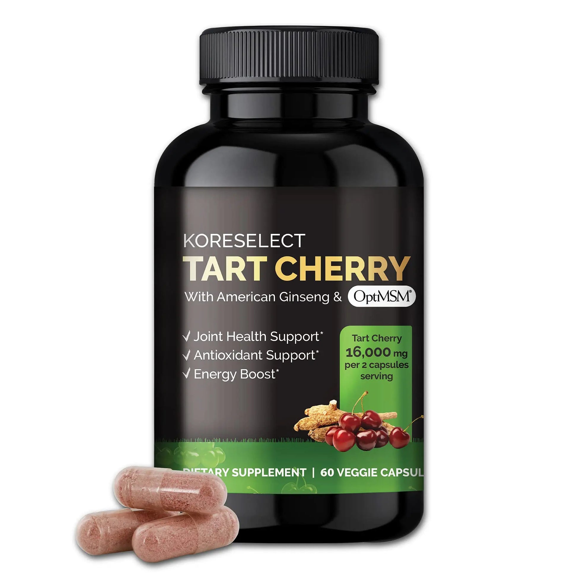 KORESELECT Beet Root & Tart Cherry Capsules 16,000mg Capsules Bundle for Nitric Oxide KORESELECT