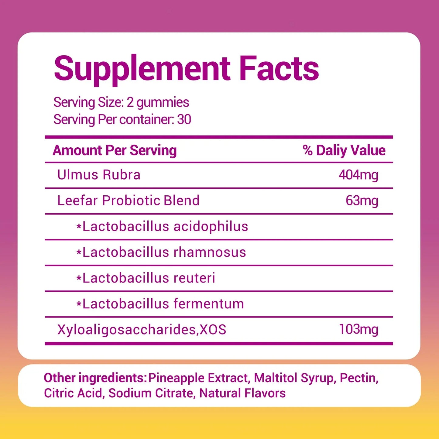 Her Juicy Women's Probiotic Gummies: Supports Women’s Wellness & pH Balance, Clean Vegan, Pineapple Flavor, Prebiotics & Lactobacillus Blend, with Slippery Elm, Gut Health & Immune Defense, 60 Gummies Heawdra buy supplements Au
