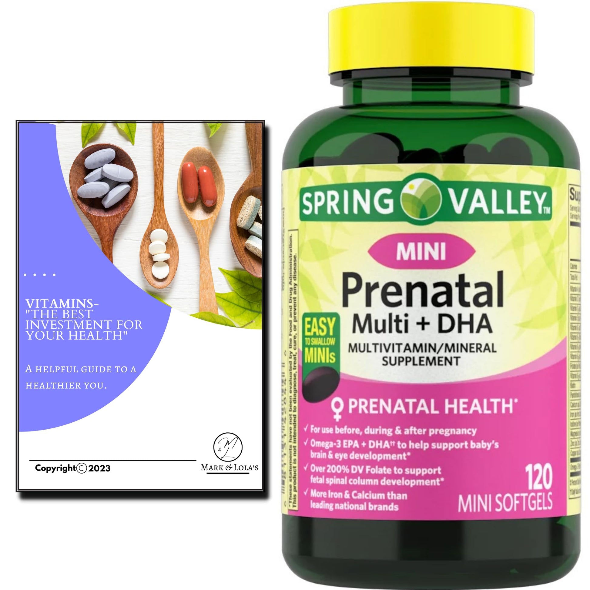 Mark & Lola's Spring Valley Mini prenatal Vitamin Multi + DHA; Mini Softgels Vitamins Mark and Lola's
