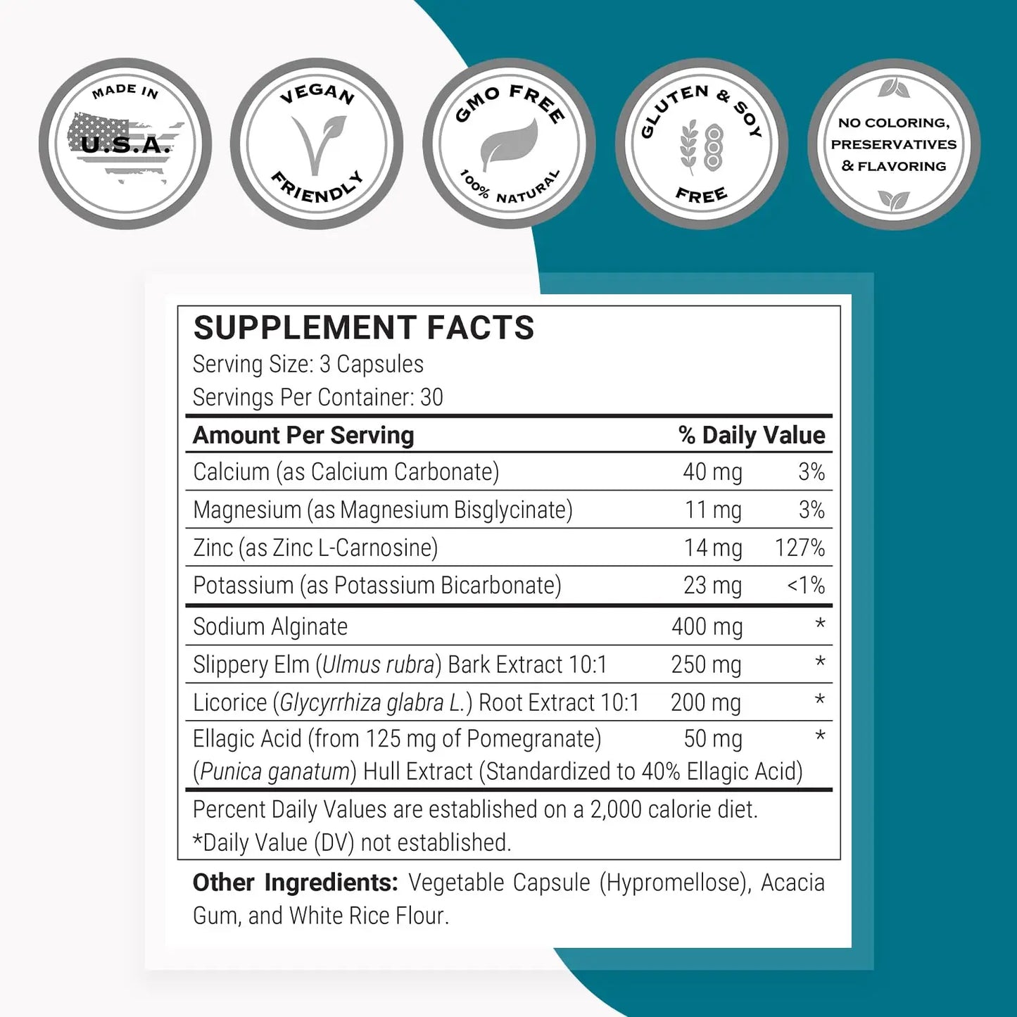 Supersmart Acid Balance Formula (Advanced Complex) - with Zinc L-Carnosine, Slippery Elm Extract, Licorice Root | Non-GMO & Gluten Free - 90 Vegetarian Capsules Supersmart buy supplements Au