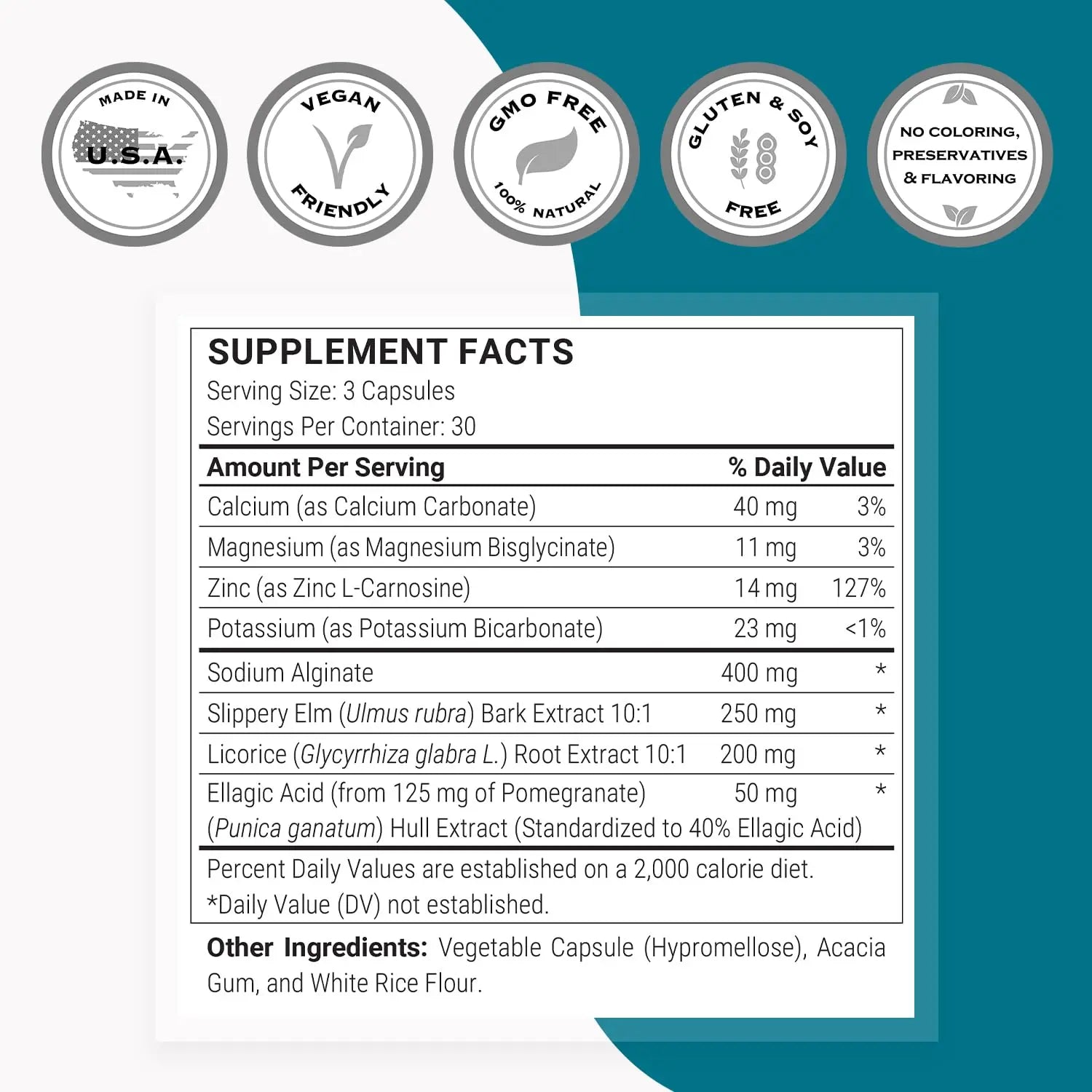 Supersmart Acid Balance Formula (Advanced Complex) - with Zinc L-Carnosine, Slippery Elm Extract, Licorice Root | Non-GMO & Gluten Free - 90 Vegetarian Capsules Supersmart buy supplements Au