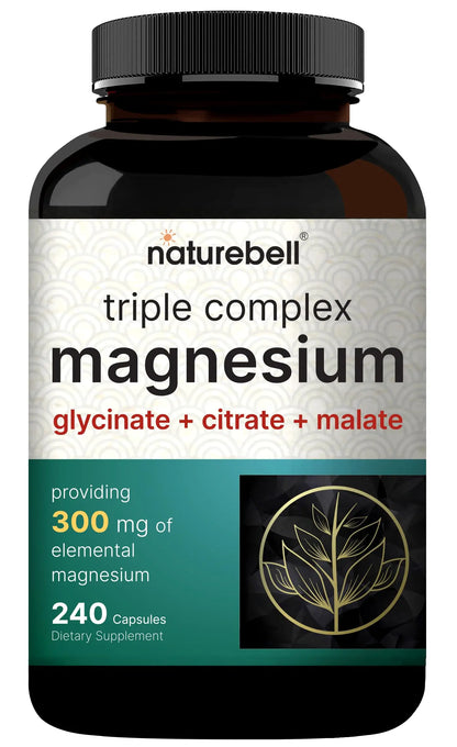 NatureBell Magnesium Complex for Women & Men 1,000mg Per Serving – 240 Capsules – Triple Magnesium Complex with Glycinate, Citrate & Malate – Chelated & Purified – Non‑GMO, Filler Free NatureBell buy supplements Au