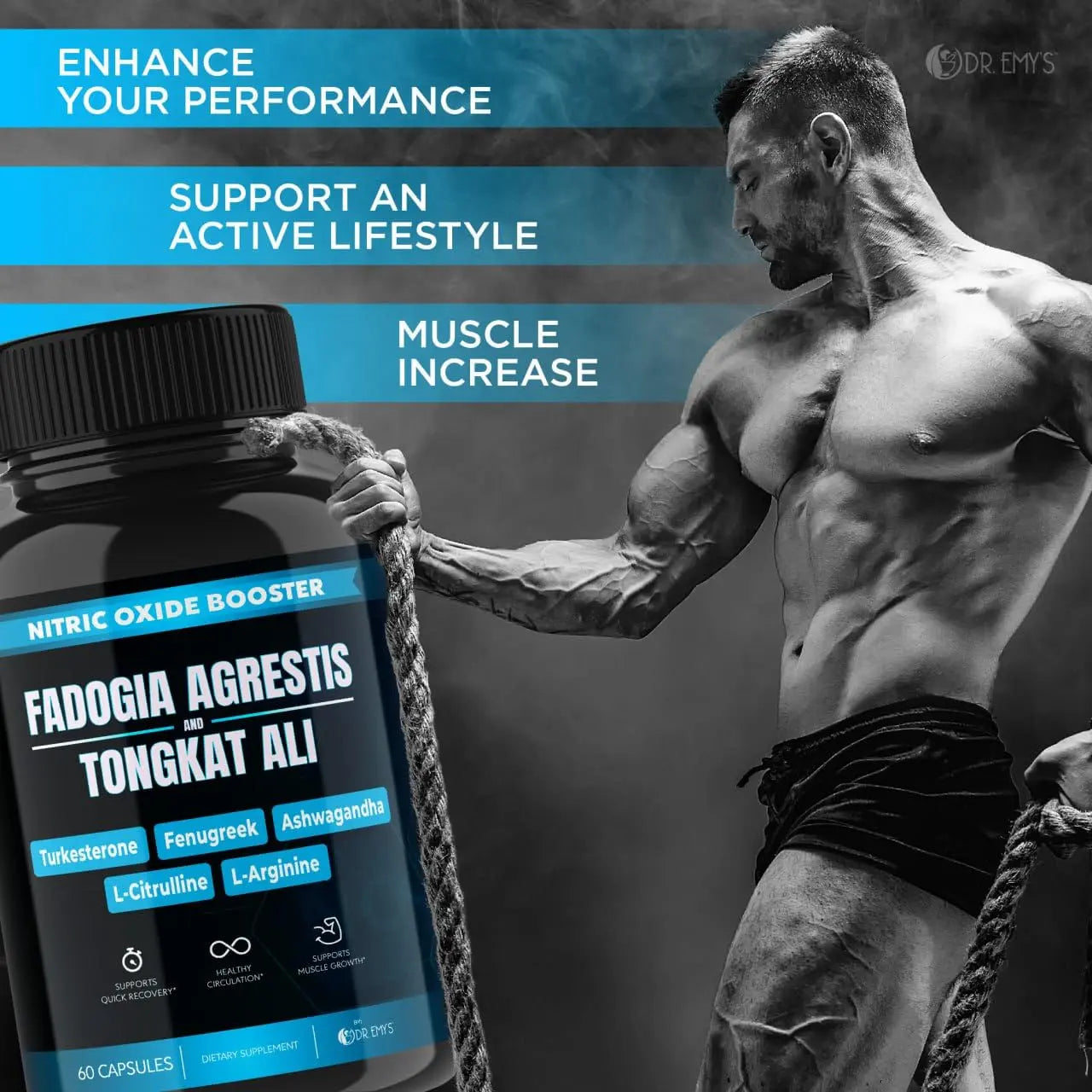 (2 Pack) Tongkat Ali Fadogia Agrestis Nitric Oxide Ashwagandha Supplement for Men Dr. Emy's