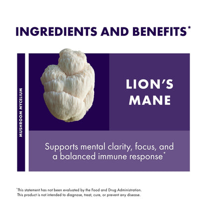 Host Defense Mushrooms Lion's Mane - Brain Health Support Supplement for Focus & Memory Function - Immune & Nervous System Support Supplement- 30 Capsules Host DefenseBuy Supplements Australia