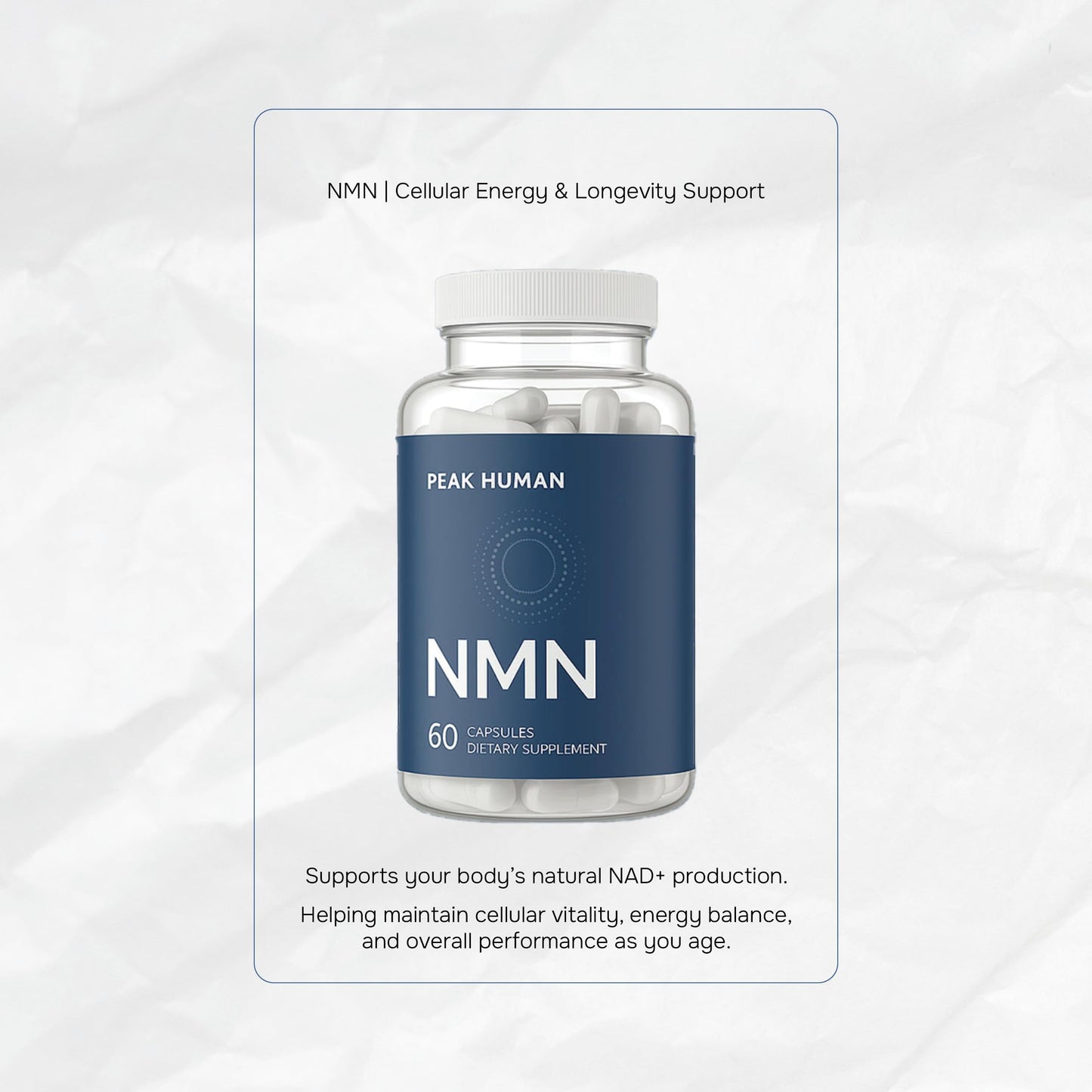 Peak Human Beta-NMN | Beta Nicotinamide Mononucleotide NAD+ Precursor - Advanced Cellular Energy & Longevity - Promotes Vitality, Metabolic Function & Focus - Non-GMO, Vegan Capsules - 60 Count Peak HumanBuy Supplements Australia