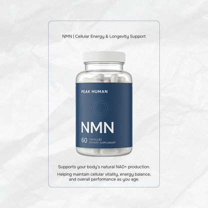 Peak Human Beta-NMN | Beta Nicotinamide Mononucleotide NAD+ Precursor - Advanced Cellular Energy & Longevity - Promotes Vitality, Metabolic Function & Focus - Non-GMO, Vegan Capsules - 60 Count Peak HumanBuy Supplements Australia