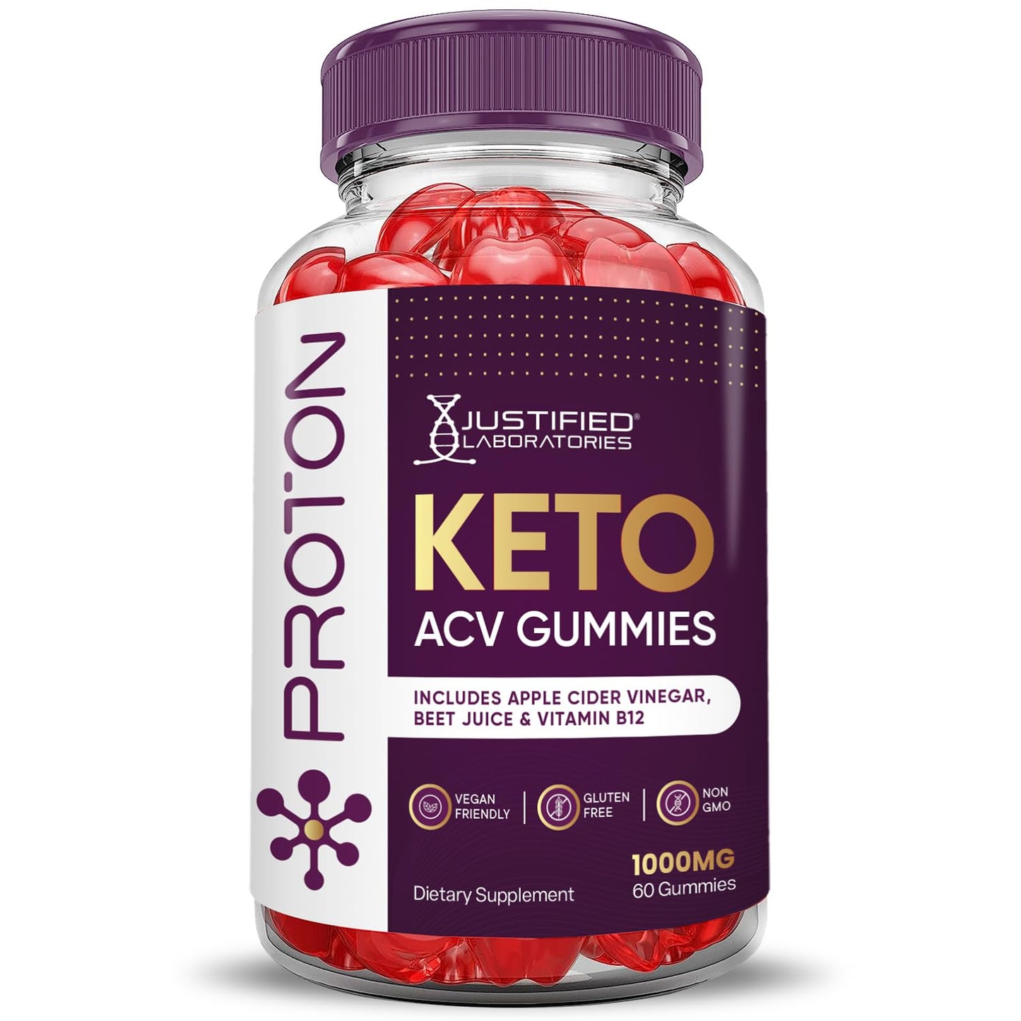 (3 Pack) Proton Protein Keto ACV Gummies Advanced Formula 1000MG Proton Keto Justified Laboratories