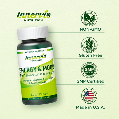 Caffeine Free Natural Energy Boost with Ashwagandha, Maca & Magnesium - Support Stress Relief, Focus & Mood - 60 Capsules by Innervis Nutrition INNERVISNUTRITION buy supplements Au