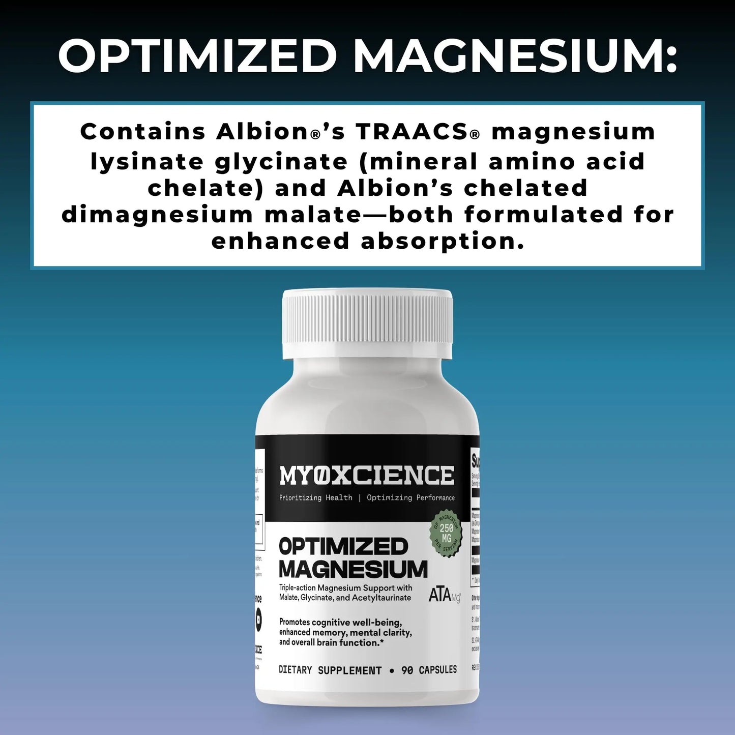 MYOXCIENCE Optimized Magnesium Glycinate + Magnesium Taurate (as ATAmag®) for High Brain Bioavailability to Support Stress Relief and Sleep | 30 Servings MYOXCIENCE buy supplements Au