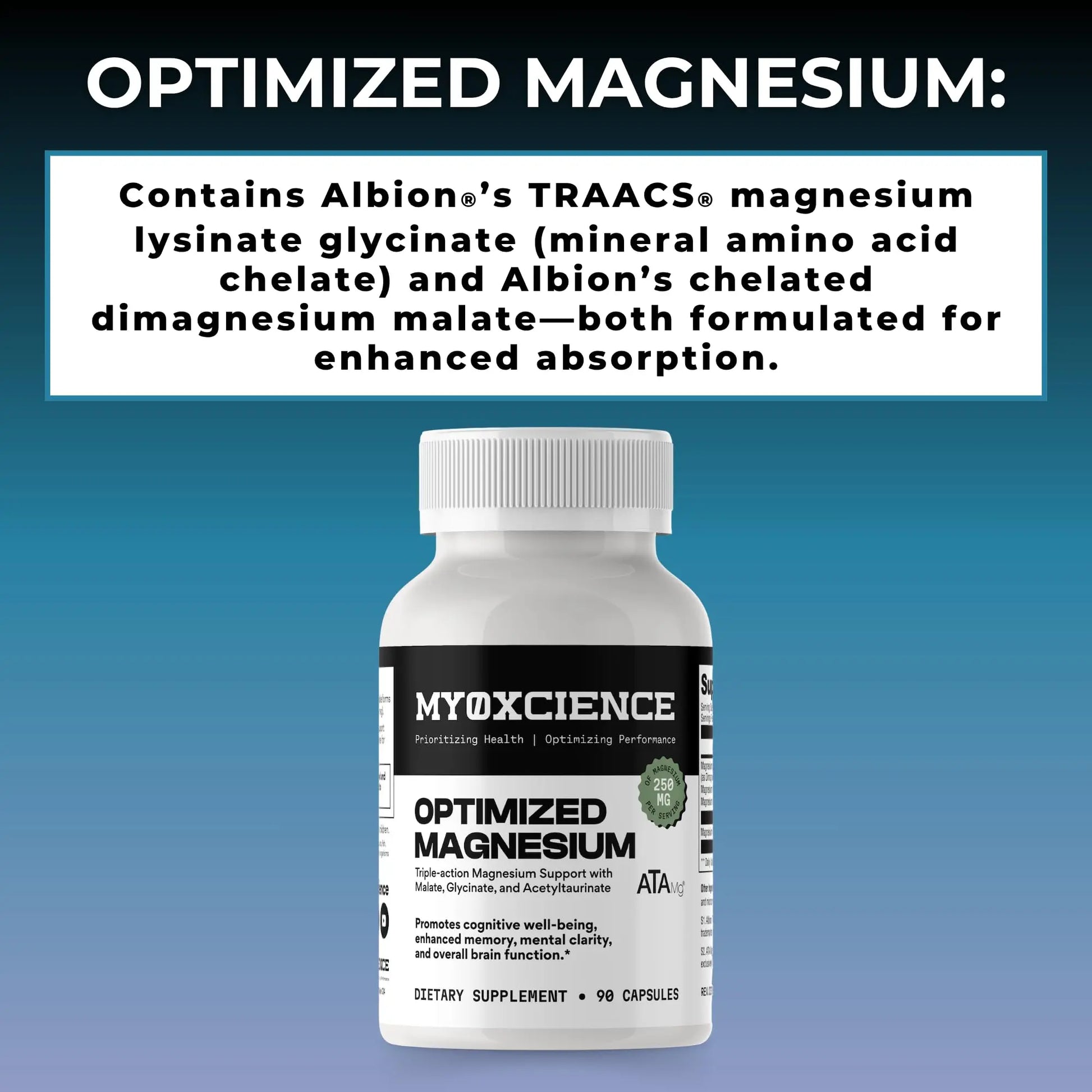 MYOXCIENCE Optimized Magnesium Glycinate + Magnesium Taurate (as ATAmag®) for High Brain Bioavailability to Support Stress Relief and Sleep | 30 Servings MYOXCIENCE buy supplements Au