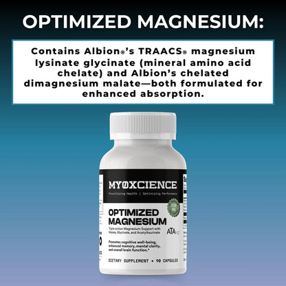 MYOXCIENCE Optimized Magnesium Glycinate + Magnesium Taurate (as ATAmag®) for High Brain Bioavailability to Support Stress Relief and Sleep | 30 Servings MYOXCIENCE buy supplements Au