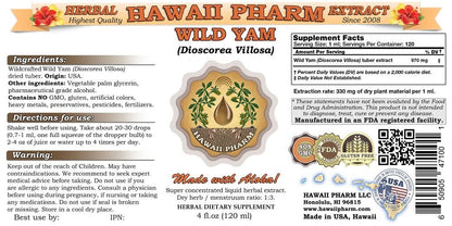 Wild Yam Liquid Extract, Wild Yam (Dioscorea Villosa) Tincture 4x4 oz HawaiiPharm