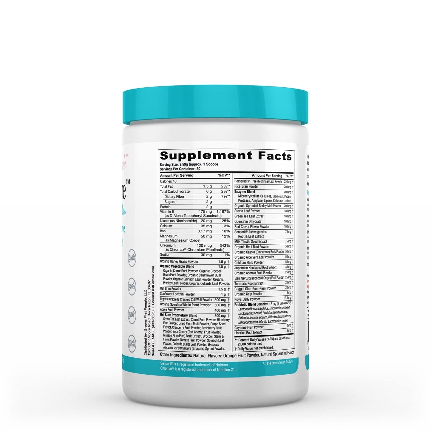 Greens First Female MenoSolve Plus Probiotics, Natural Relief for Menopause, 30 Servings Greens First