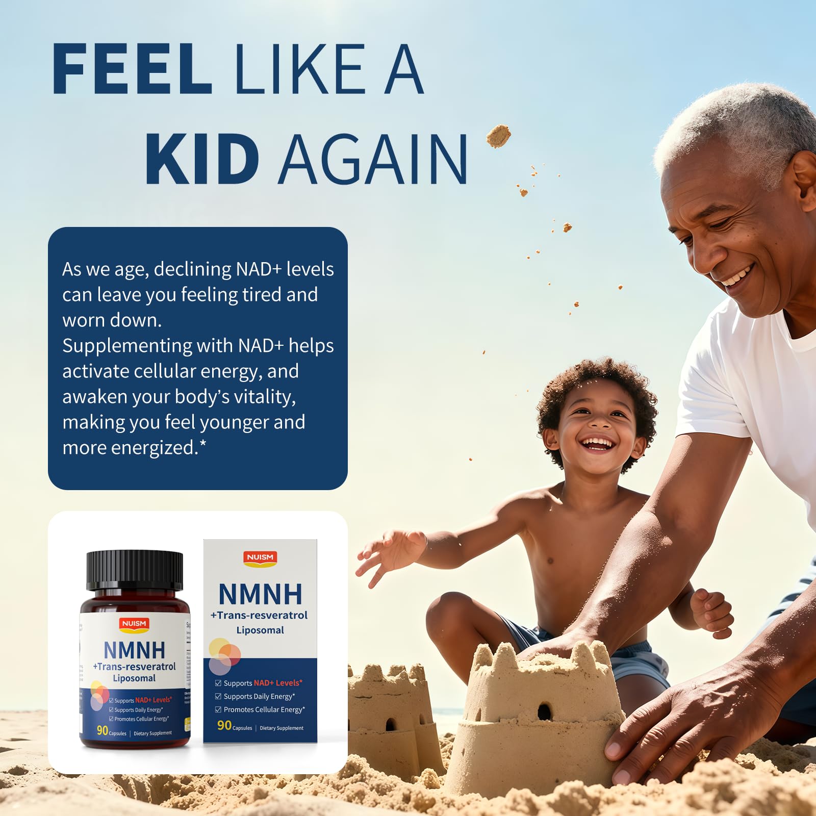 NUISM NMNH NAD+ Supplement, Liposomal 600mg NMN NAD+ and Resveratrol Complex for Cellular Energy, Healthy Aging & Metabolic Support, 90 Capsules NUISMBuy Supplements Australia