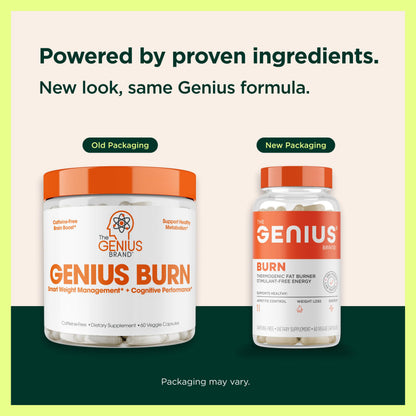 Genius Thermogenic Fat Burner, 60 Diet Veggie Pills - Weight Loss & Metabolism Supplement, Appetite Suppressant & Energy Booster - Caffeine-Free Nootropic Focus & Brain Boost - Ashwagandha & TeaCrine The Genius BrandBuy Supplements Australia