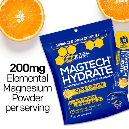 NATURAL STACKS Creatine Monohydrate & Magtech Hydrate Bundle - 2500mg Creatine + 200mg Elemental Magnesium Per Serving - Supports Hydration, Brain Health & Endurance - 44 Total Servings NATURAL STACKSBuy Supplements Australia