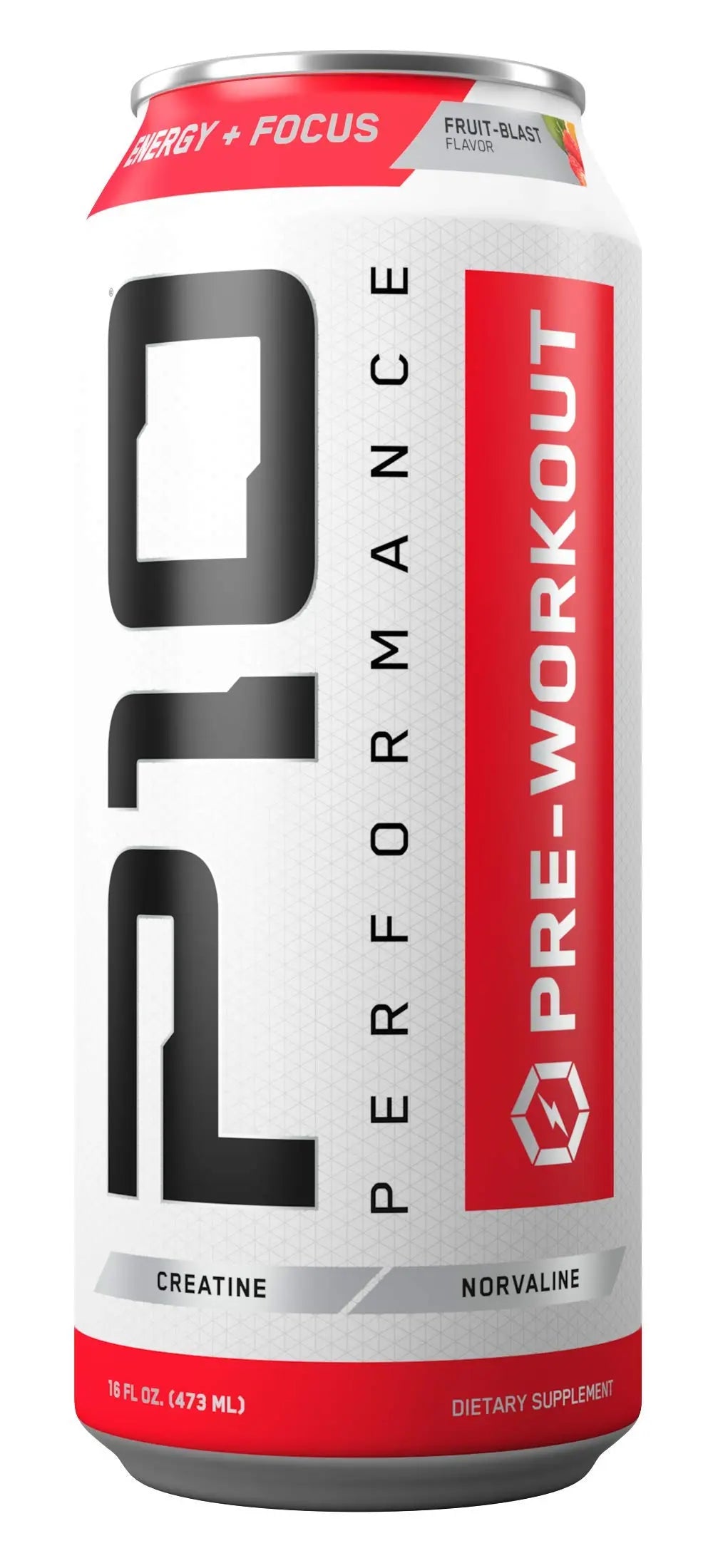 P10 Performance Sugar-Free Pre Workout Drink - 12-Pack, Fruit Blast, 12oz Cans - Energy P10 Performance