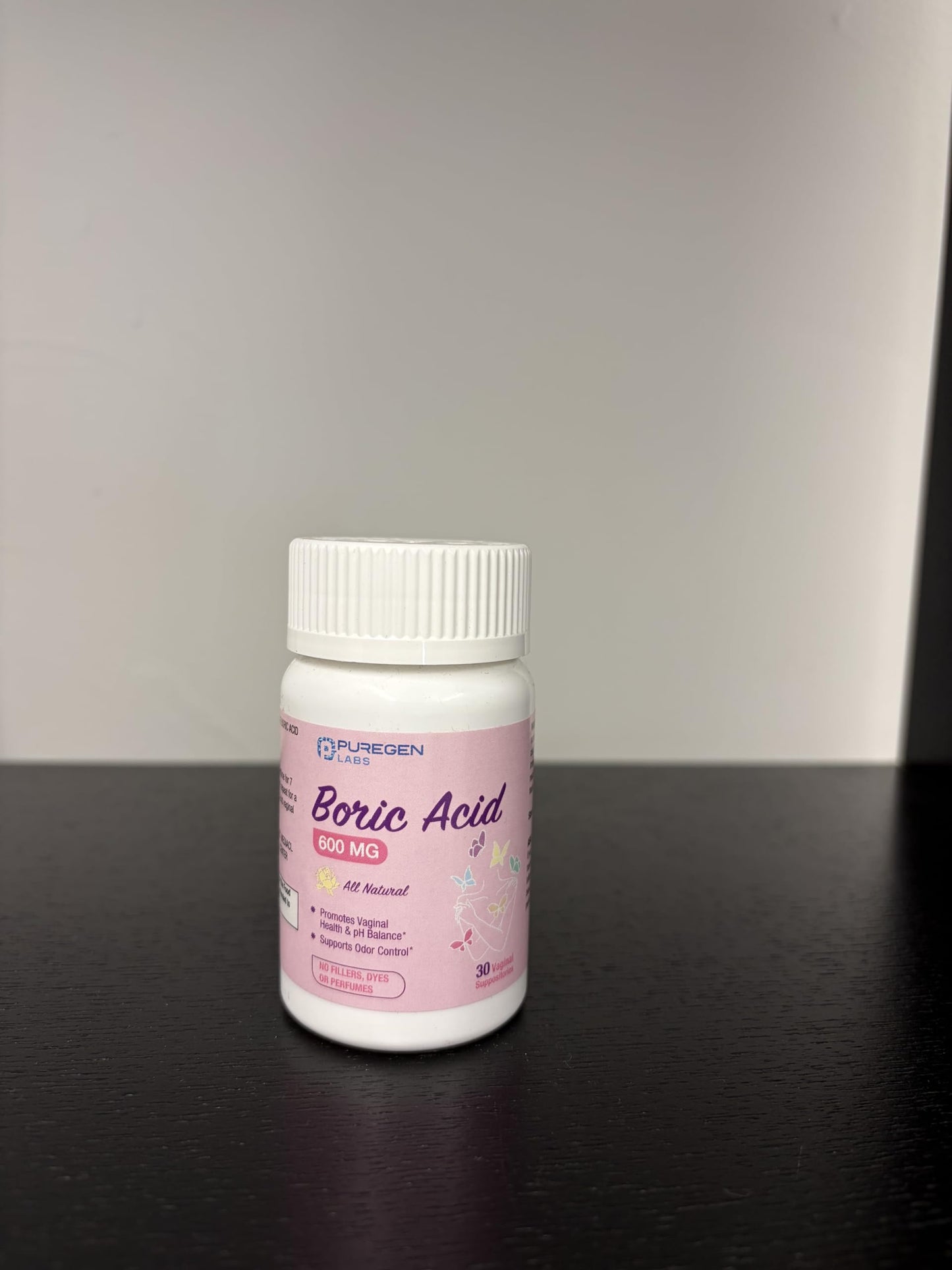 Puregen Labs Boric Acid 600 mg Vaginal Suppositories - 100% Pure | All Natural Without Dyes or Fillers | Made in USA - Supports Vaginal pH Balance and Odor Control (30 Count) P Puregen LabsBuy Supplements Australia