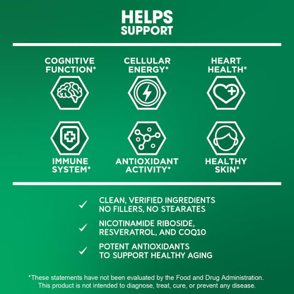 BioEmblem NAD+ Supplement | 300 mg Nicotinamide Riboside with CoQ10 & Resveratrol | Supports Healthy Aging, Cellular Energy and Cognitive Function | Non-GMO, Gluten Free - 45 Capsules BioEmblemBuy Supplements Australia