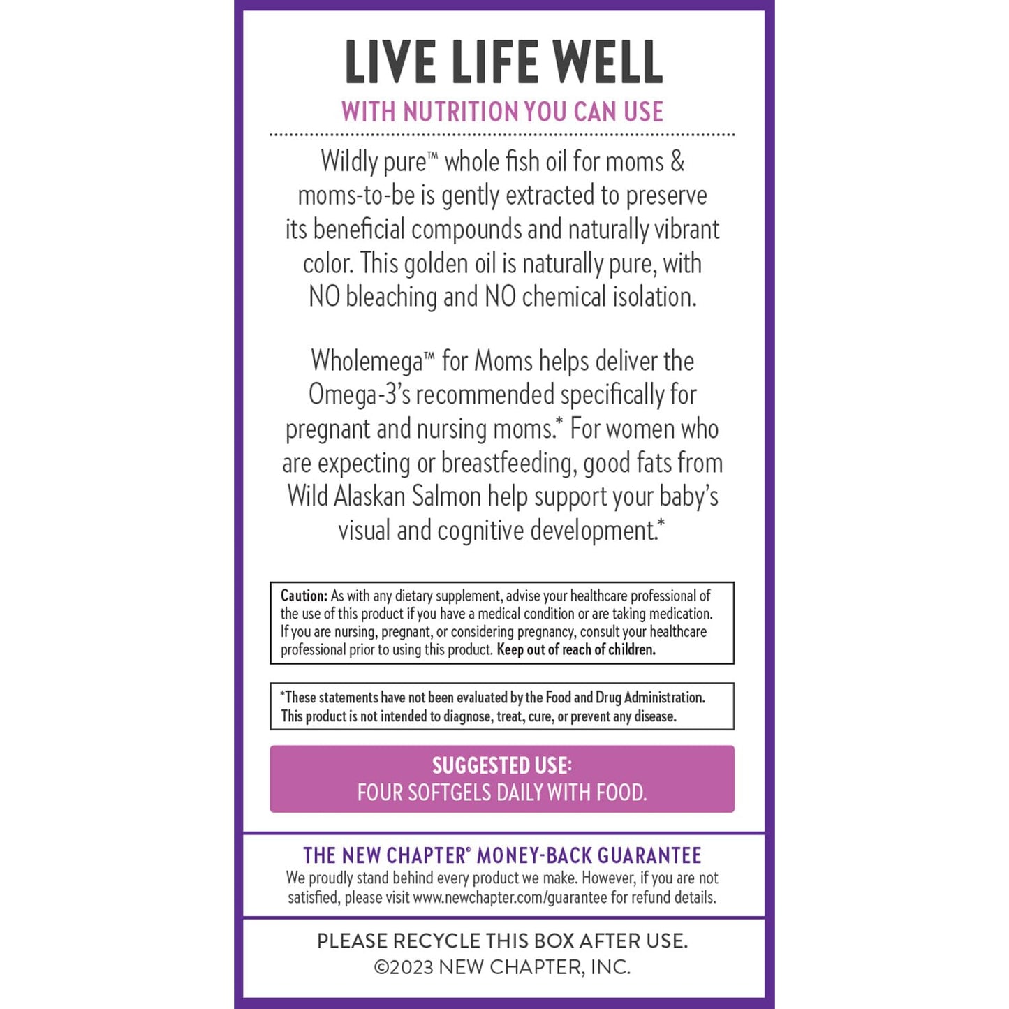 New Chapter Wholemega for Moms Fish Oil Supplement - Prenatal DHA with Omega-3 + Vitamin D3 New Chapter