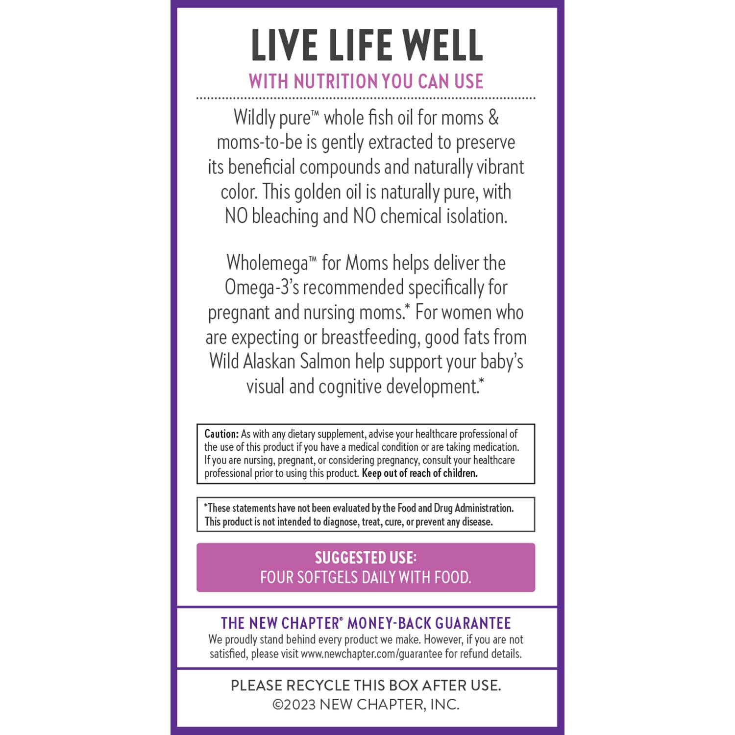 New Chapter Wholemega for Moms Fish Oil Supplement - Prenatal DHA with Omega-3 + Vitamin D3 New Chapter