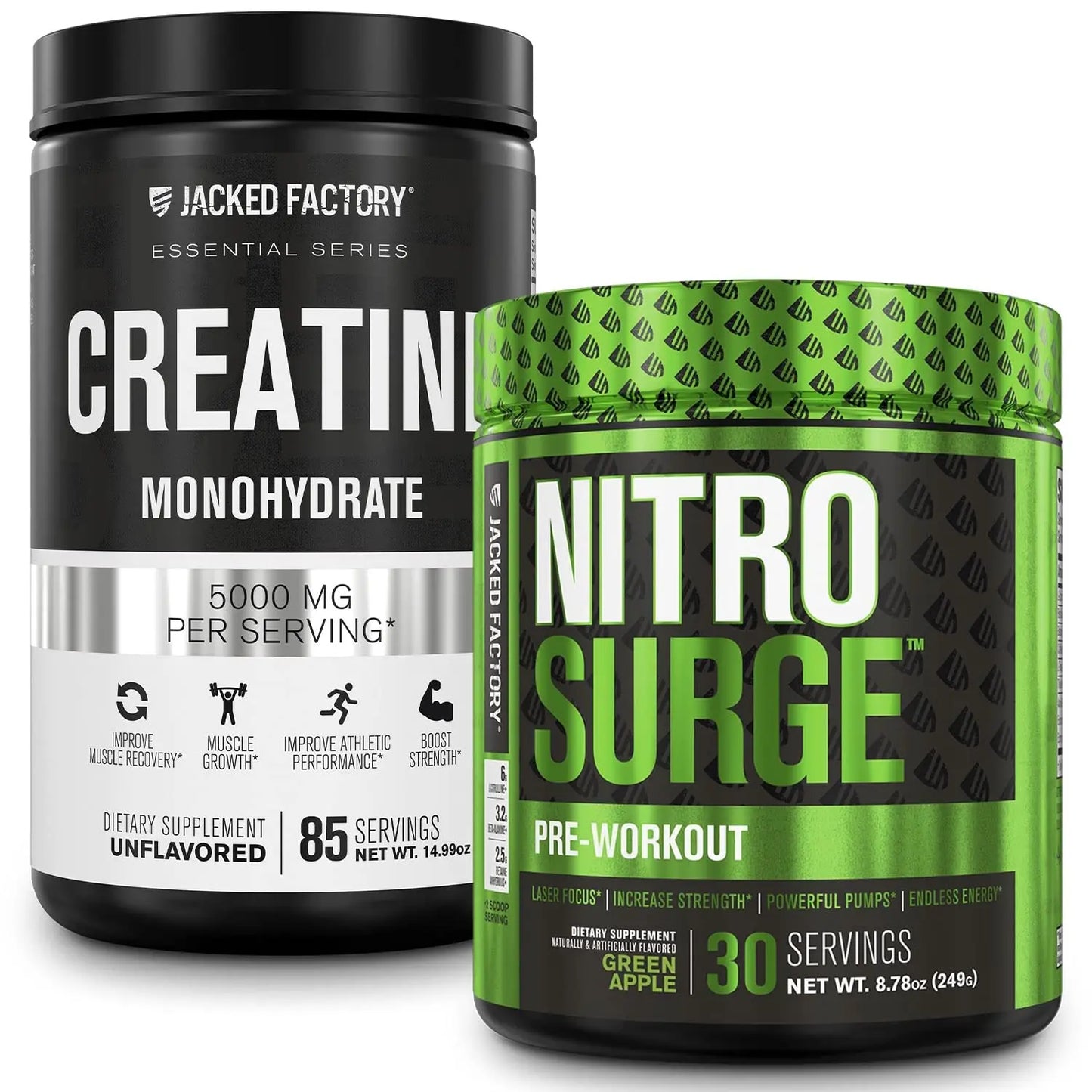 Nitrosurge Pre-Workout in Green Apple & Creatine Monohydrate for Men & Women Jacked Factory