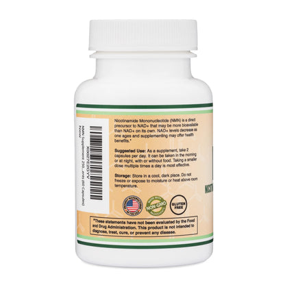 Double Wood Supplements NMN (Nicotinamide Mononucleotide) 250mg, 60 Capsules - 30 Servings, Gluten Free Double Wood SupplementsBuy Supplements Australia