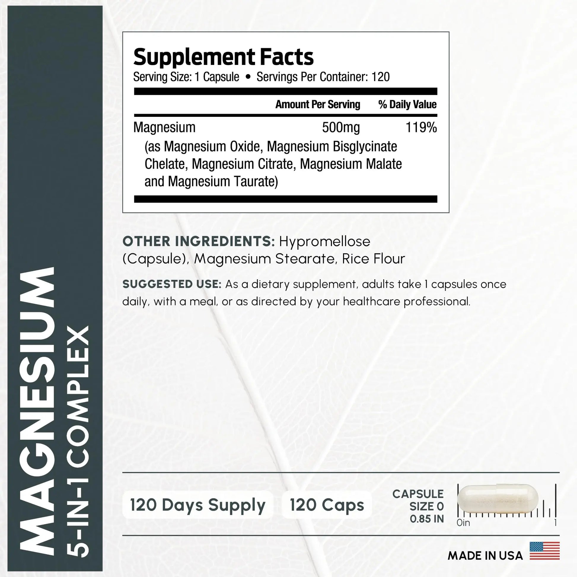 ForestLeaf Magnesium Complex for Women and Men - 500mg Magnesium Supplement for Sleep - 5-in-1 Chelated Magnesium Citrate, Bisglycinate, Malate, Taurate, Oxide (120 Ct) ForestLeaf buy supplements Au