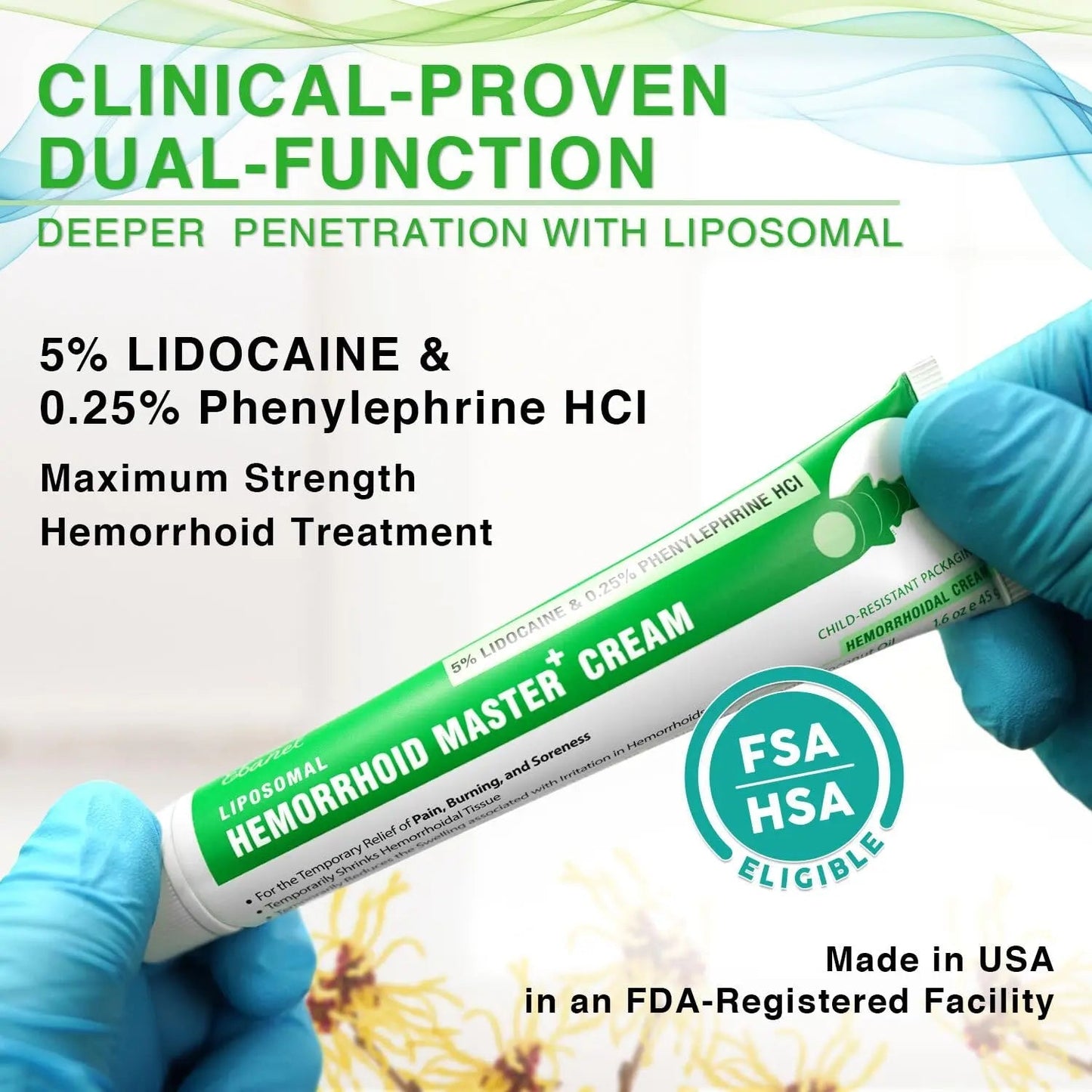 Ebanel 5% Lidocaine Hemorrhoid Treatment Cream with Witch Hazel, Phenylephrine, Horse Chestnut, Vitamin B6, Zinc Oxide, External and Internal Hemorrhoids Treatment Burn Itch Pain Relief Anal Cream EbanelBuy Supplements Australia